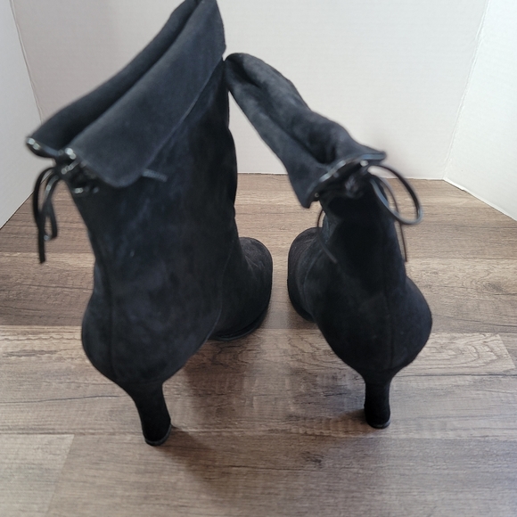 Black suede high-heel booties - Picture 3 of 6